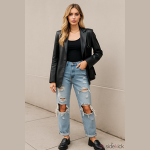 Frame Denim Le Original Light Blue Distressed Boyfriend Jeans Size 27